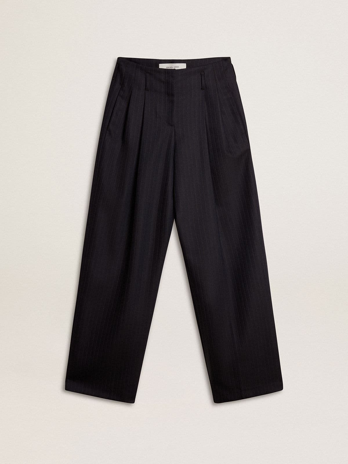 Golden Goose Women’s dark blue tailored trousers with vertical stripe