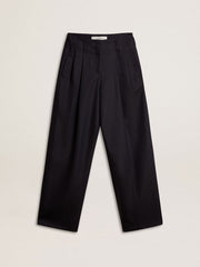 Golden Goose Women’s dark blue tailored trousers with vertical stripe