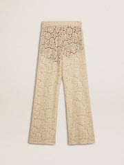 Golden Goose Women's cream-colored see-through lace pants