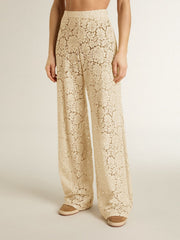 Golden Goose Women's cream-colored see-through lace pants