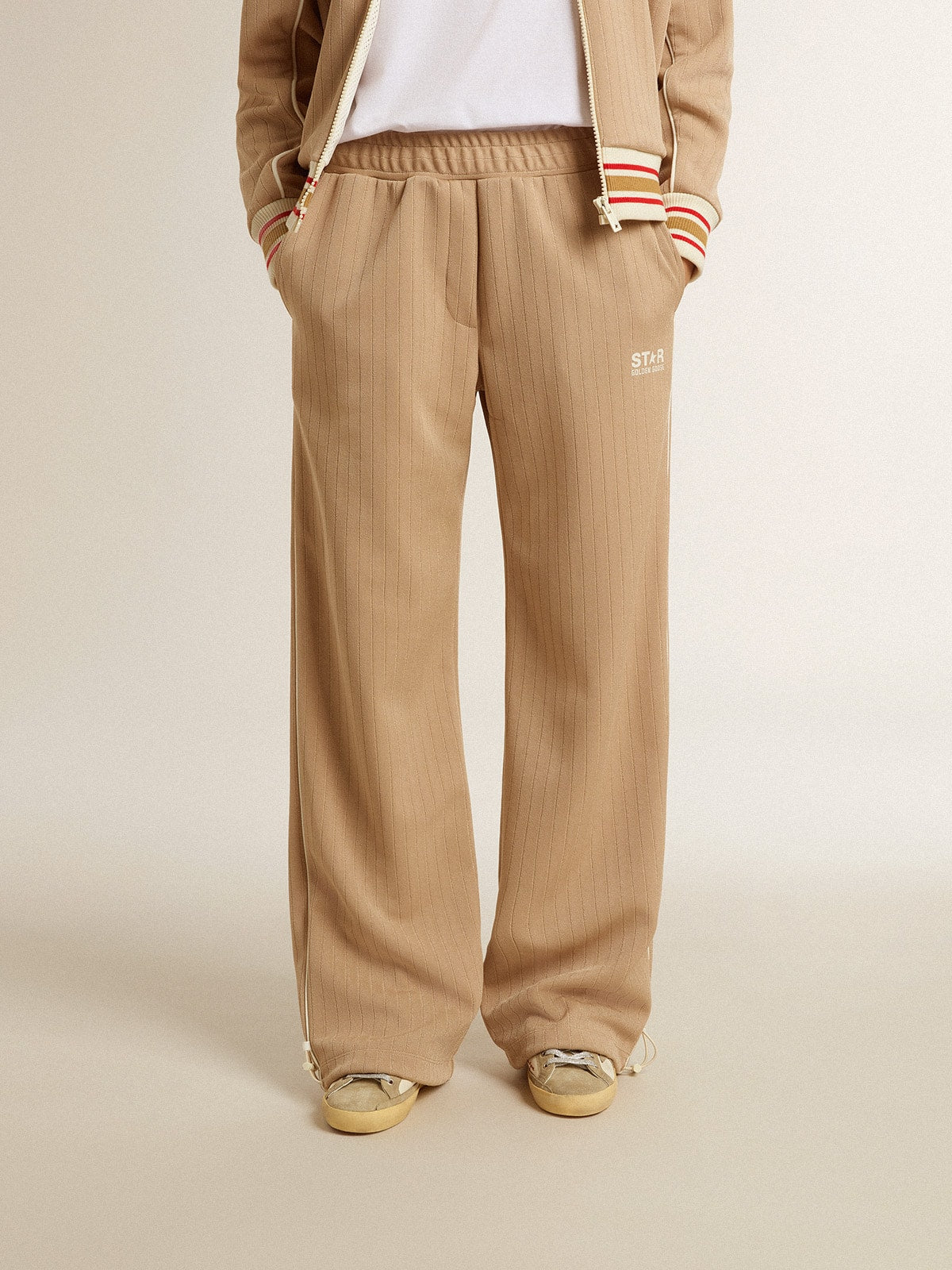 Golden Goose Women’s light beige joggers with white logo