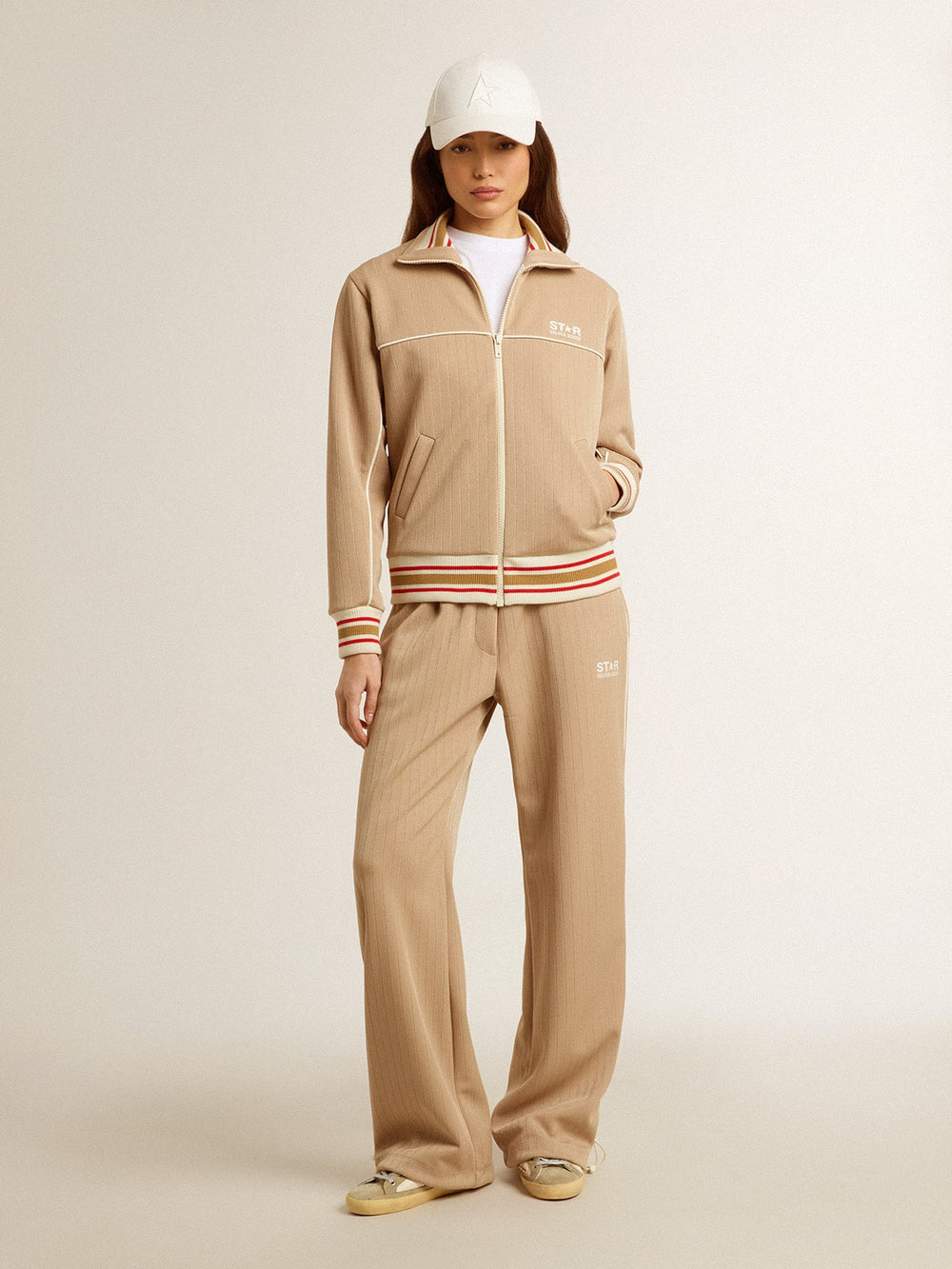 Golden Goose Women’s light beige joggers with white logo