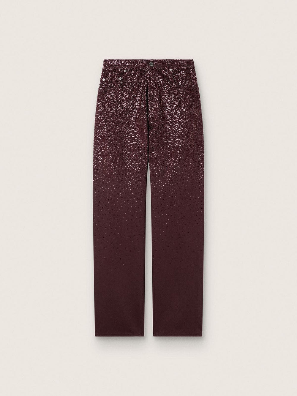 Golden Goose Women's jeans in burgundy denim with gradient crystals