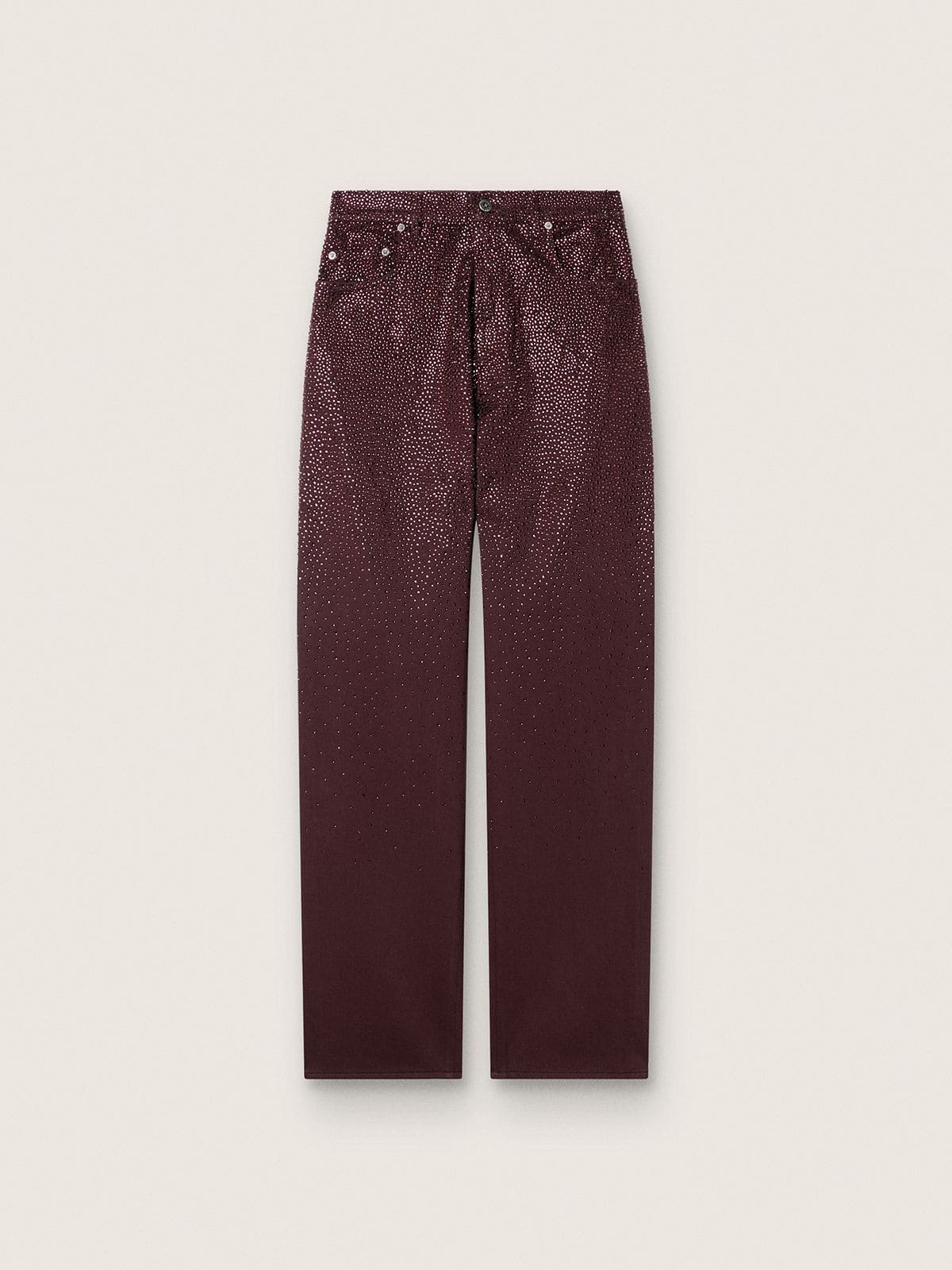 Golden Goose Women's jeans in burgundy denim with gradient crystals