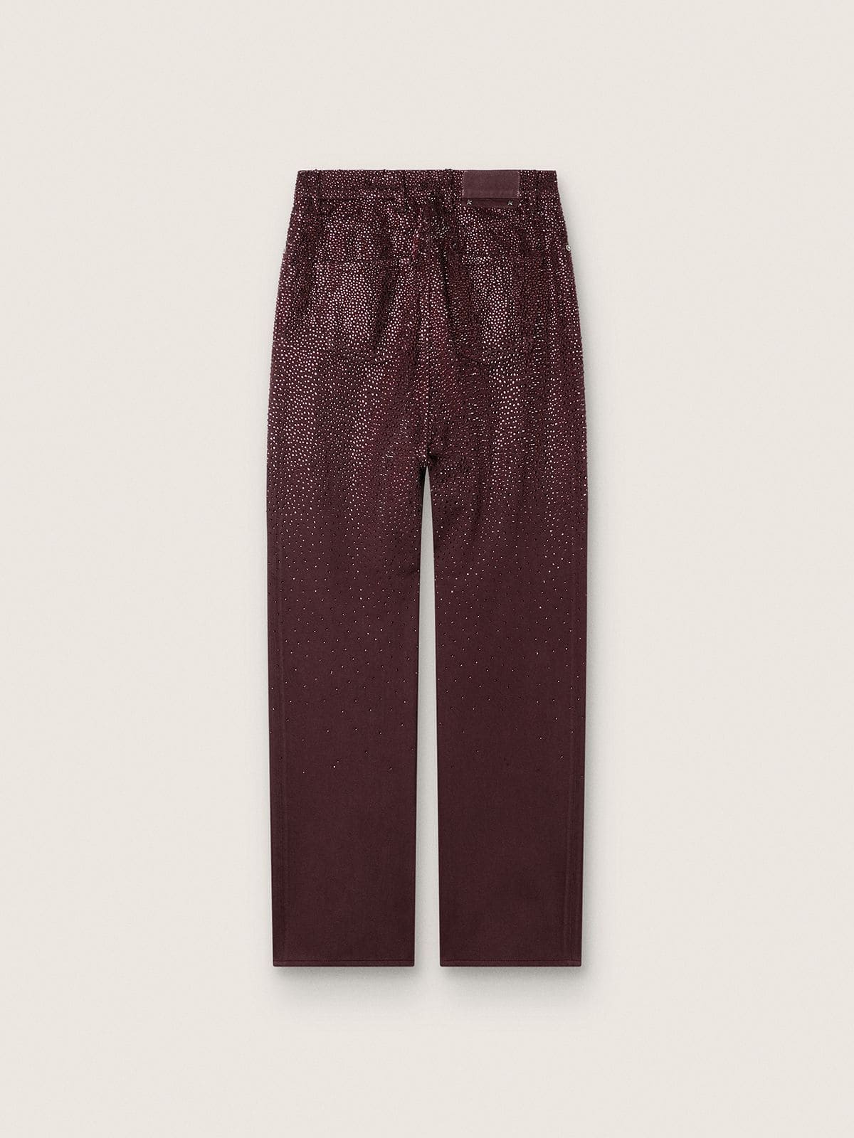 Golden Goose Women's jeans in burgundy denim with gradient crystals
