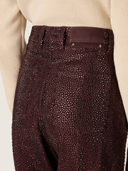 Golden Goose Women's jeans in burgundy denim with gradient crystals