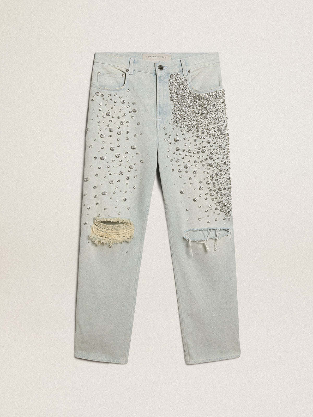 Golden Goose Women's bleached jeans with cabochon crystals