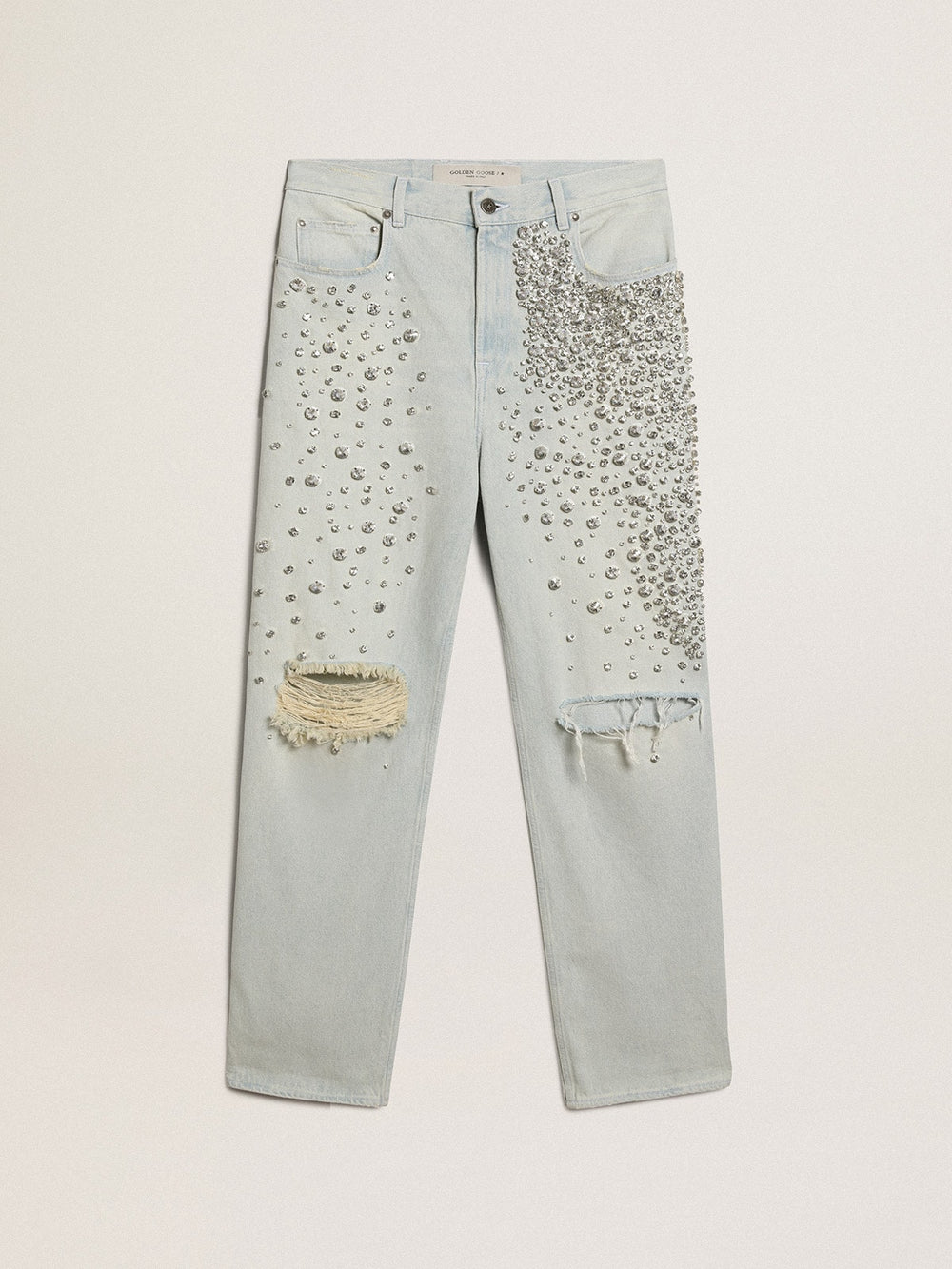 Golden Goose Women's bleached jeans with cabochon crystals