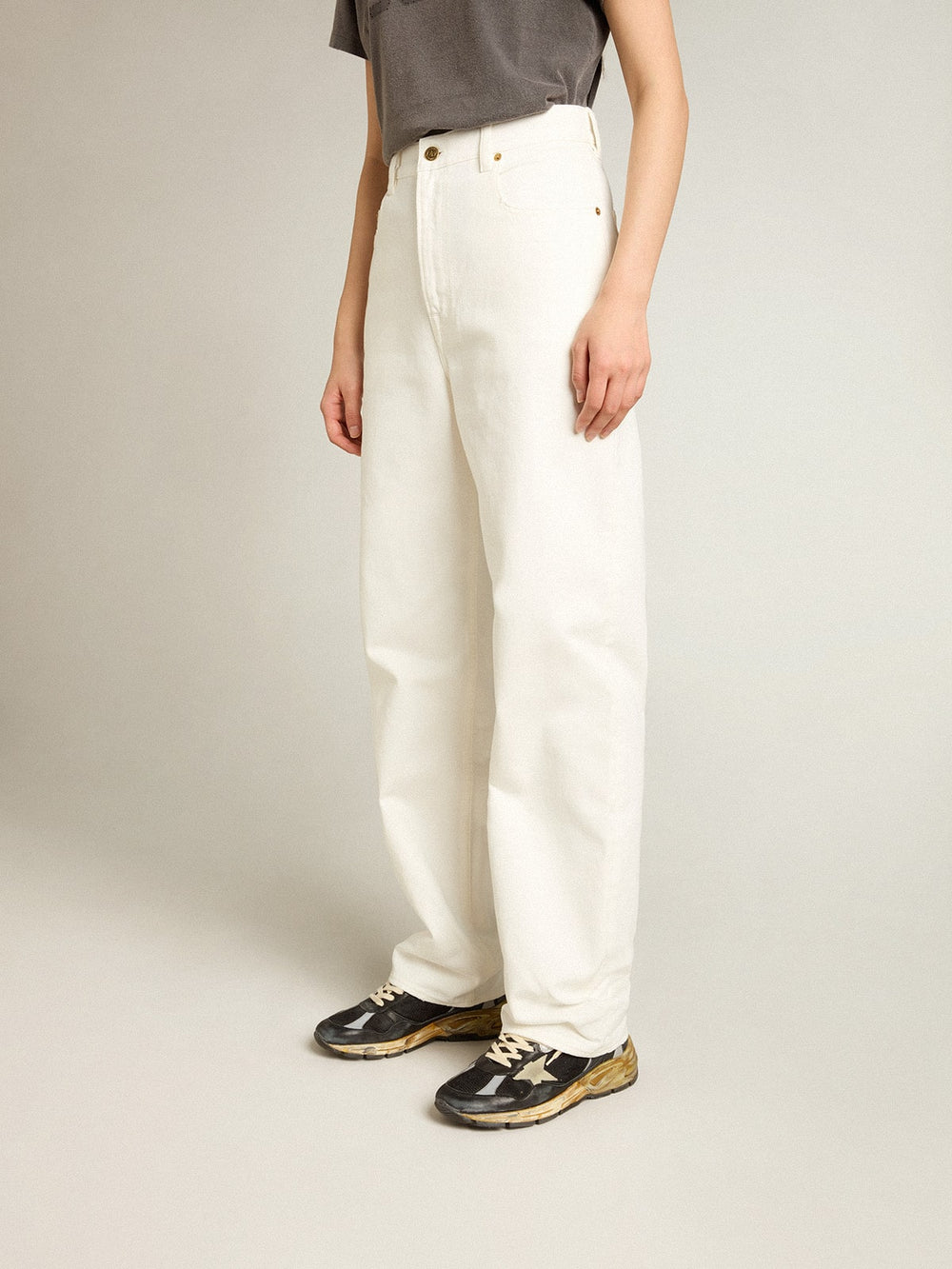 Golden Goose Women's optical white-colored cotton denim pants