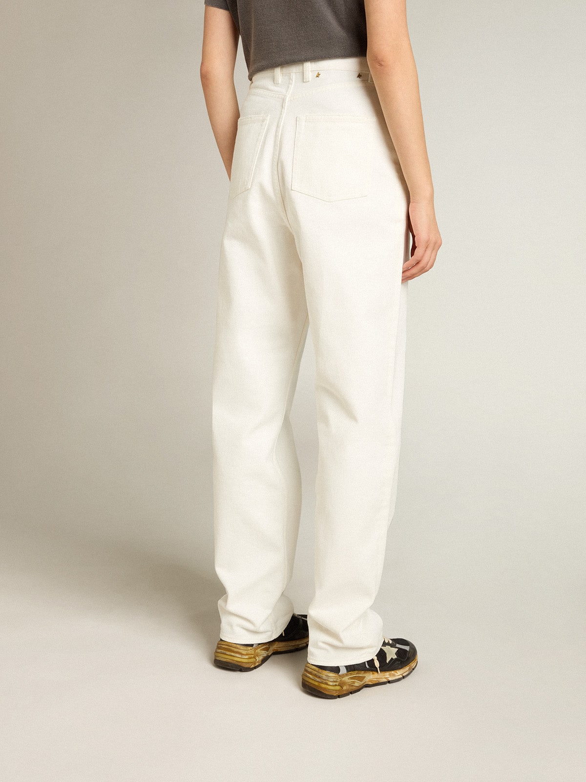 Golden Goose Women's optical white-colored cotton denim pants