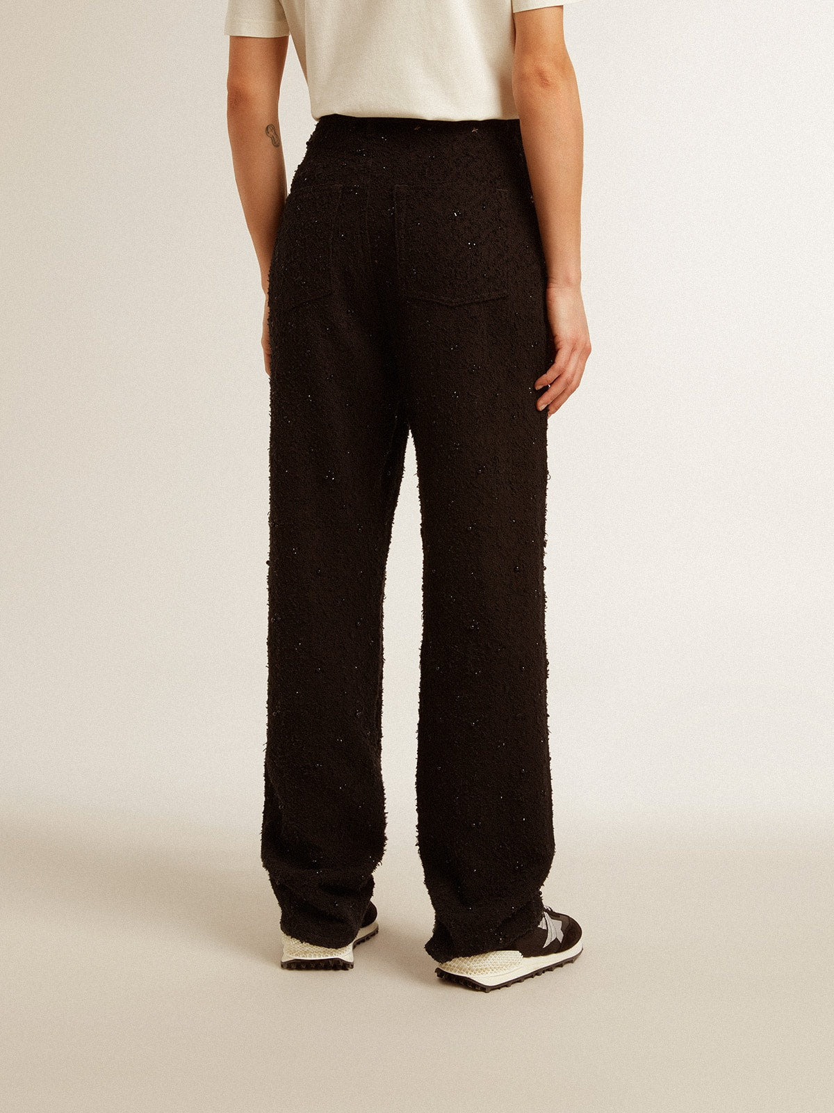 Golden Goose Women’s cotton denim pants with crystal and stone decoration