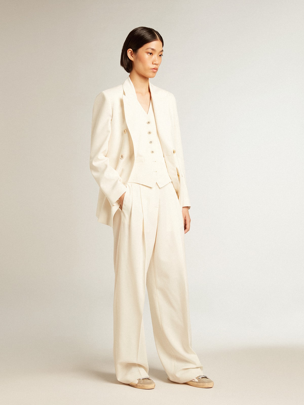 Golden Goose Women's joggers in aged white wool blend