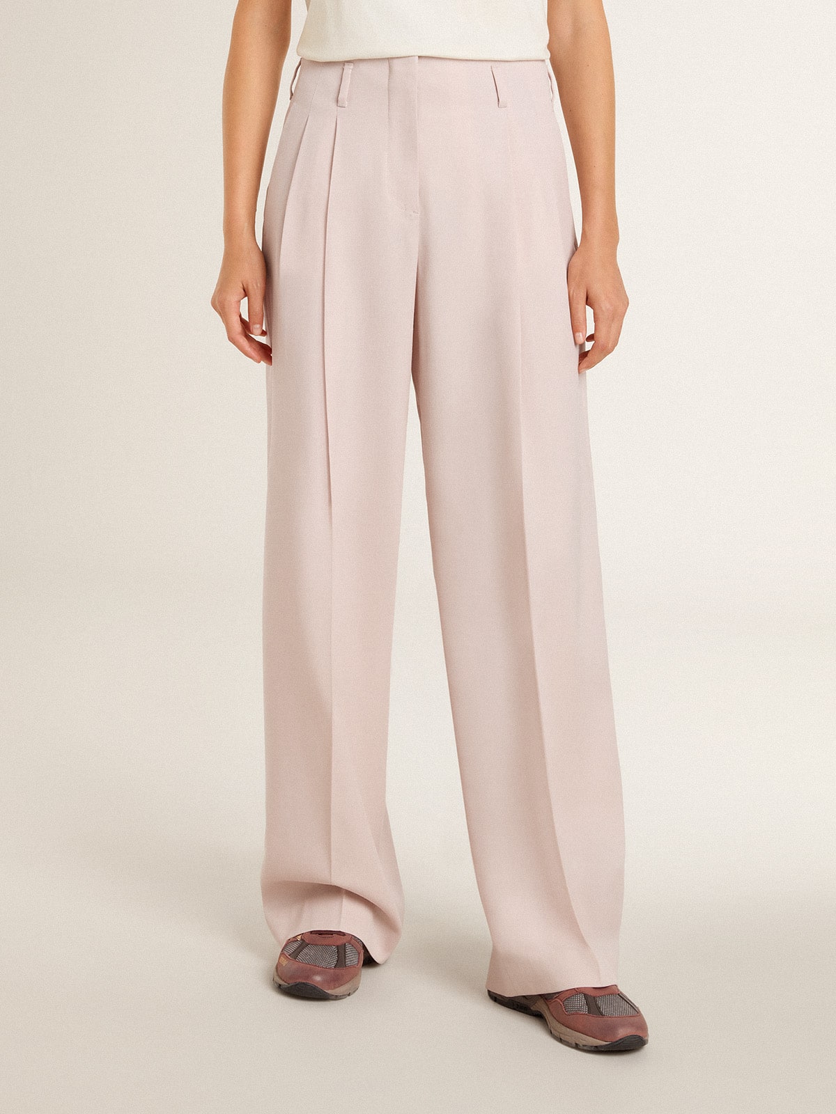 Golden Goose Women's pants in pink tailored wool fabric