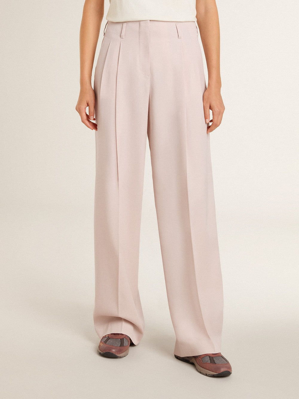 Golden Goose Women's pants in pink tailored wool fabric