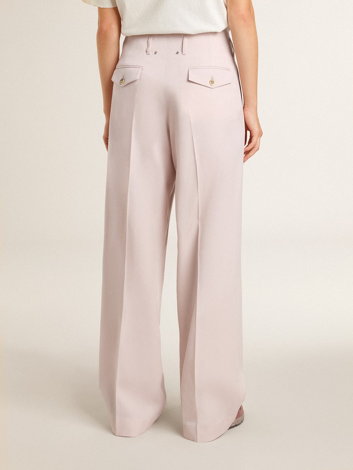 Golden Goose Women's pants in pink tailored wool fabric
