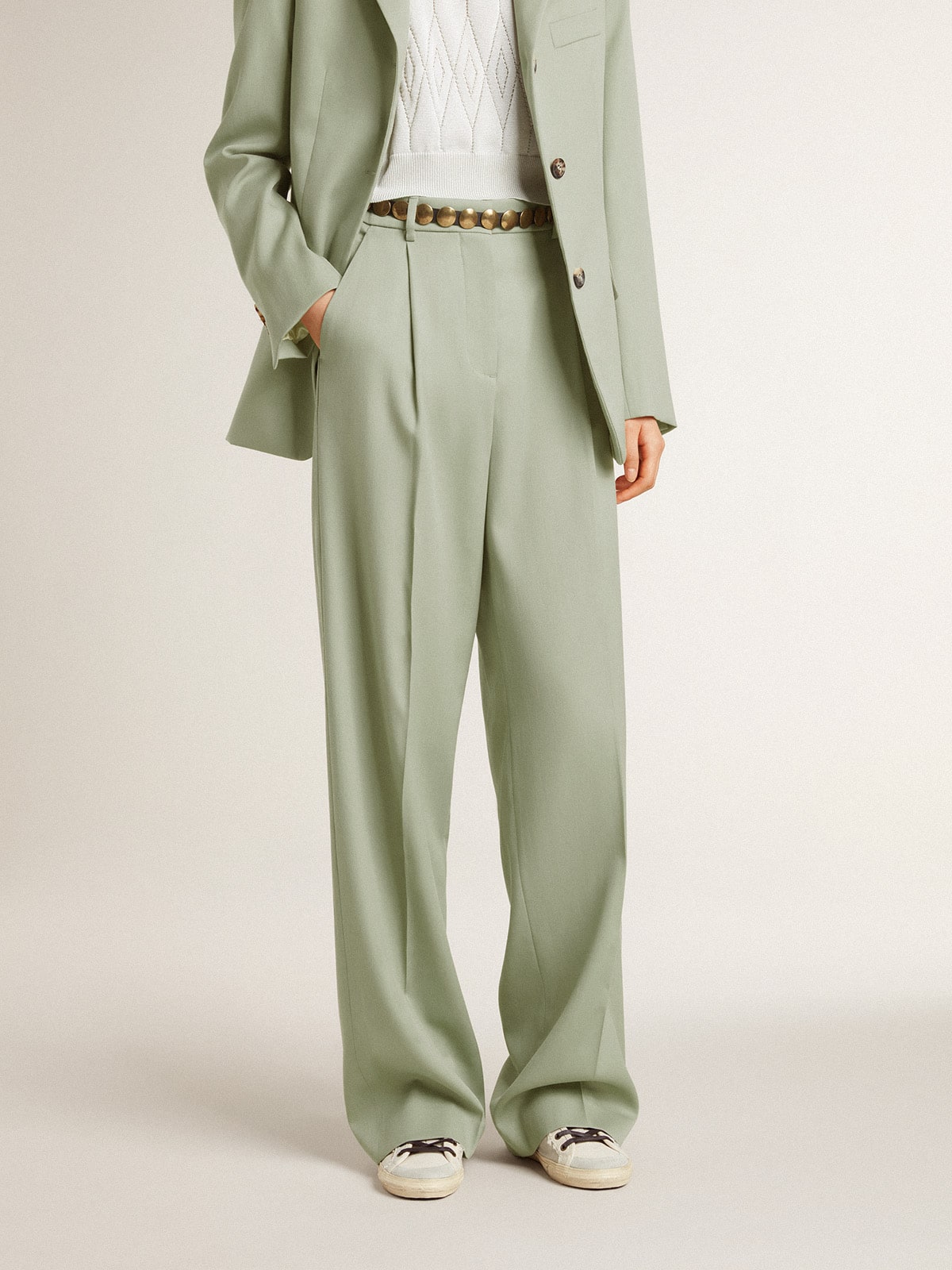 Golden Goose Women's pants in sage-green wool