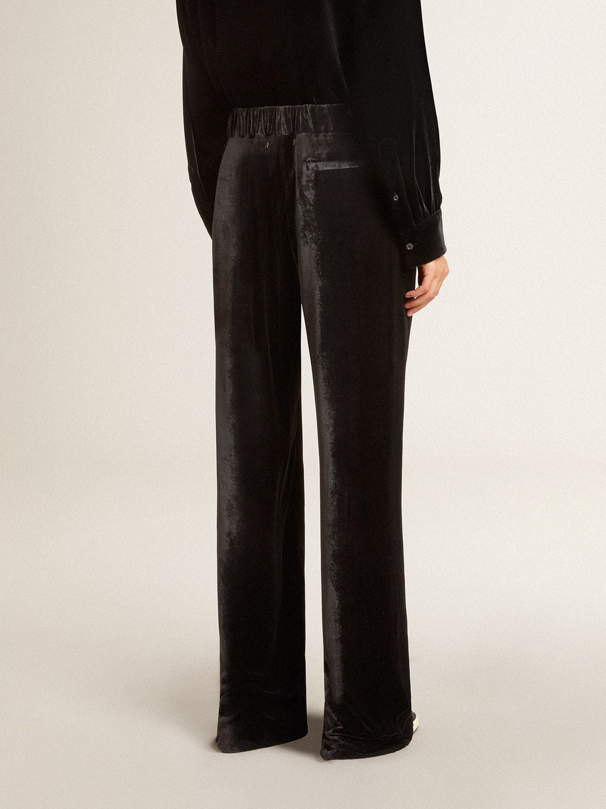 Golden Goose Black velvet-effect pants