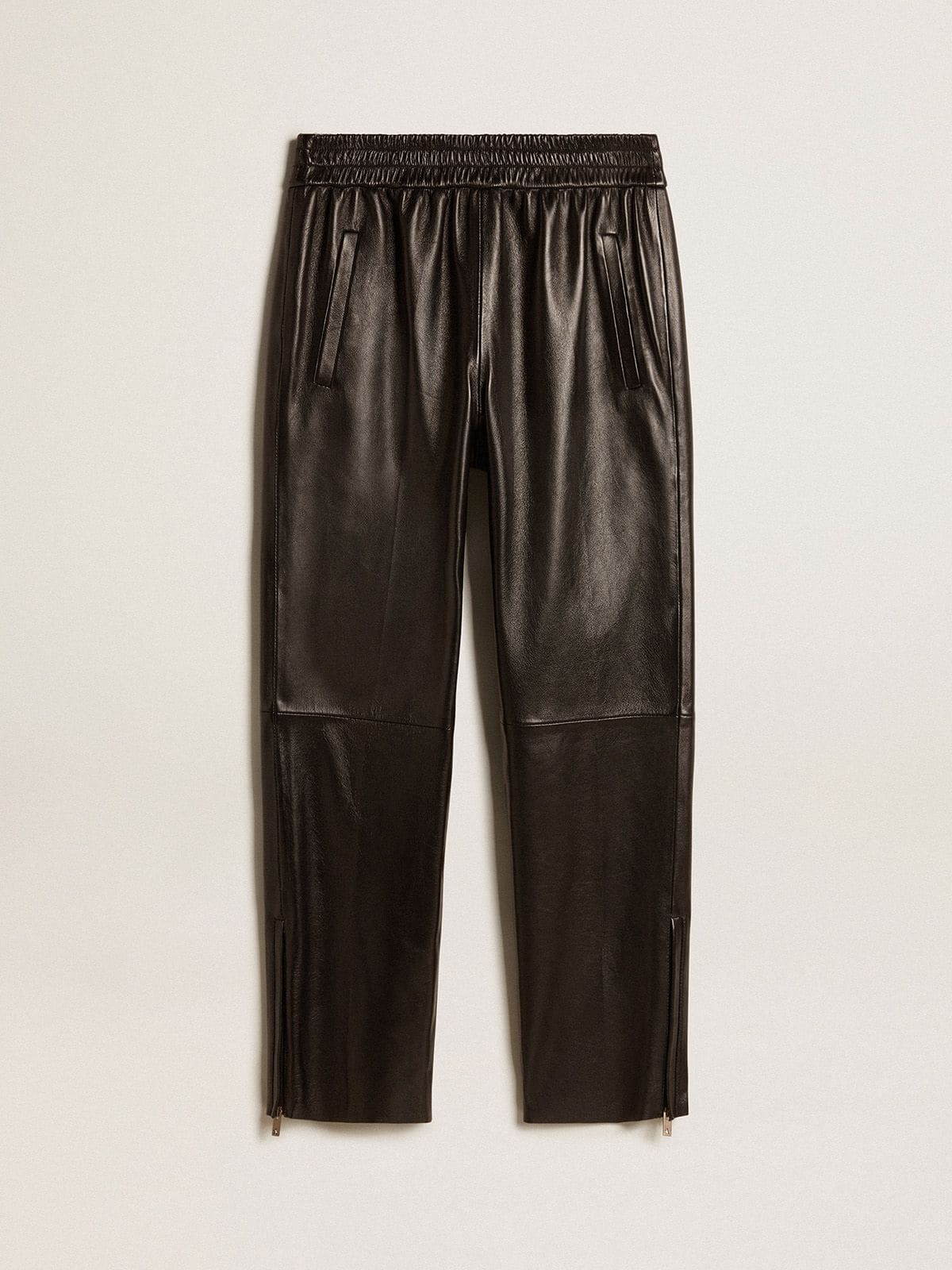 Golden Goose Black joggers in nappa leather with zip at the base