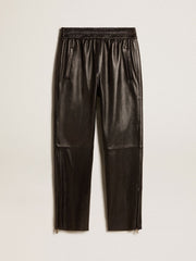 Golden Goose Black joggers in nappa leather with zip at the base