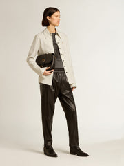 Golden Goose Black joggers in nappa leather with zip at the base