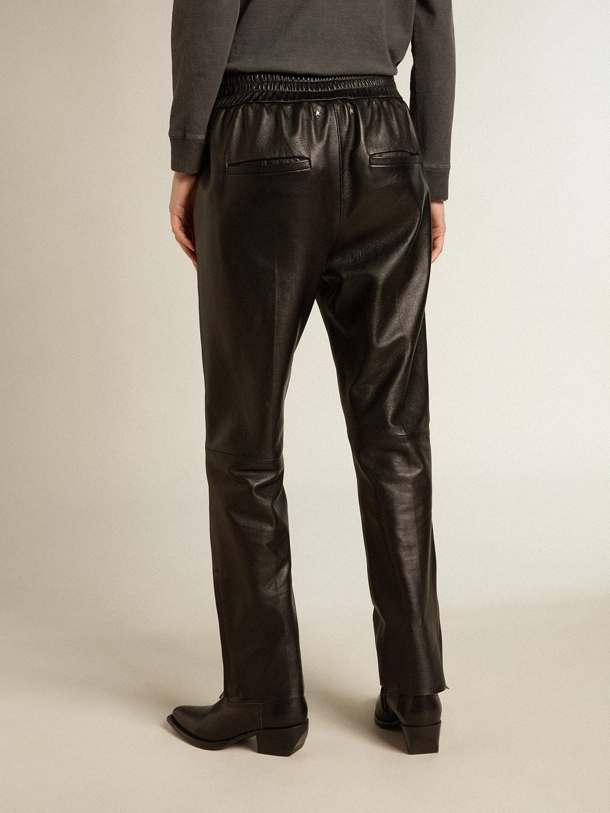 Golden Goose Black joggers in nappa leather with zip at the base