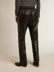 Golden Goose Black joggers in nappa leather with zip at the base