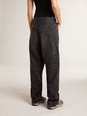 Golden Goose Women's distressed black cotton jeans with front patches