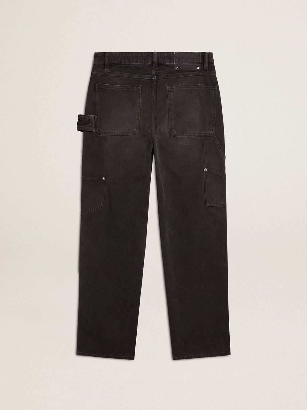 Golden Goose Women's distressed black cotton jeans with front patches
