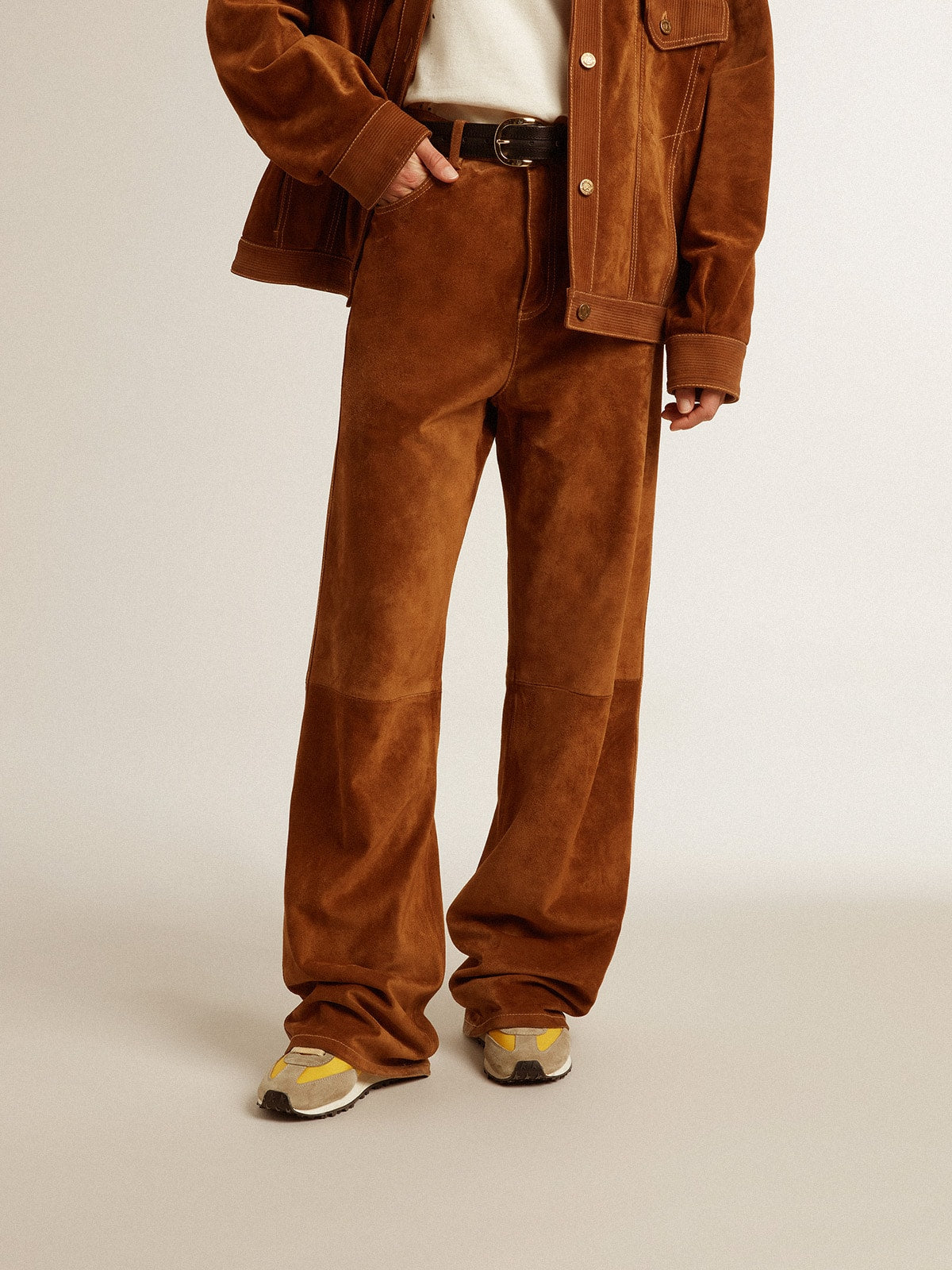 Golden Goose Women's tobacco-colored split leather pants