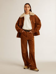 Golden Goose Women's tobacco-colored split leather pants