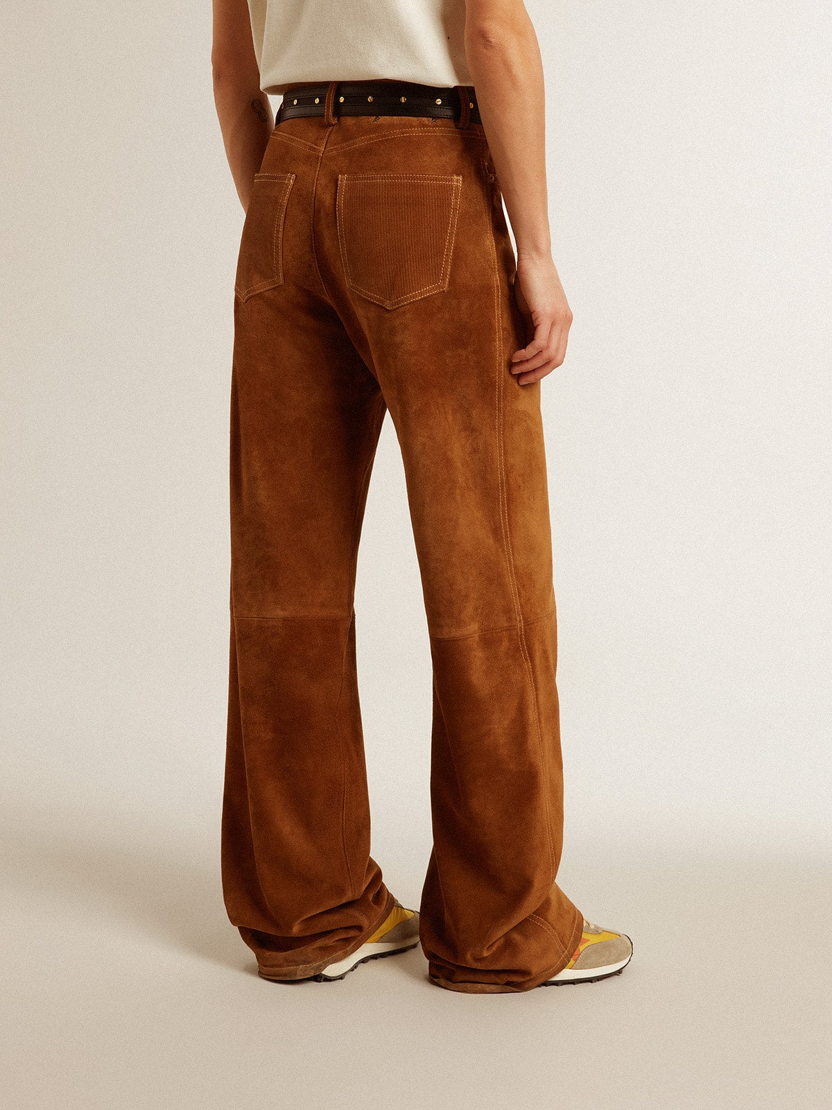 Golden Goose Women's tobacco-colored split leather pants