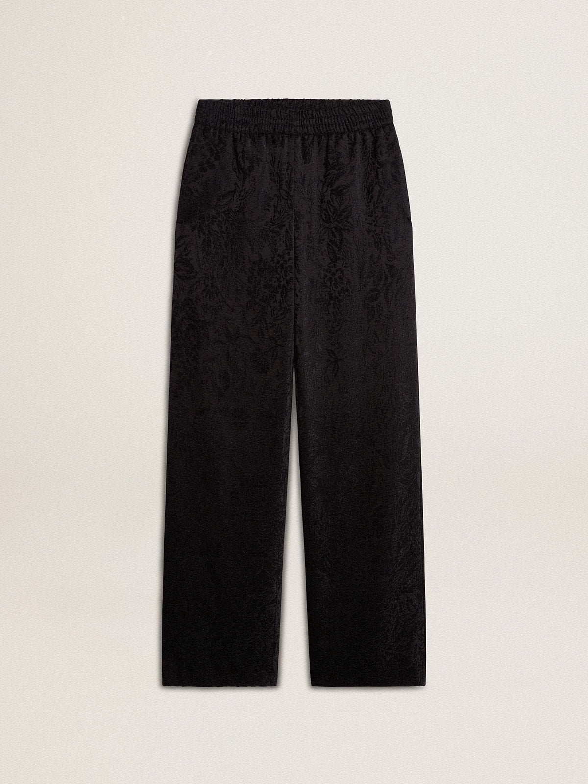 Golden Goose Women's black joggers with a tone-on-tone toile de jouy print
