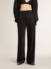 Golden Goose Women's black joggers with a tone-on-tone toile de jouy print