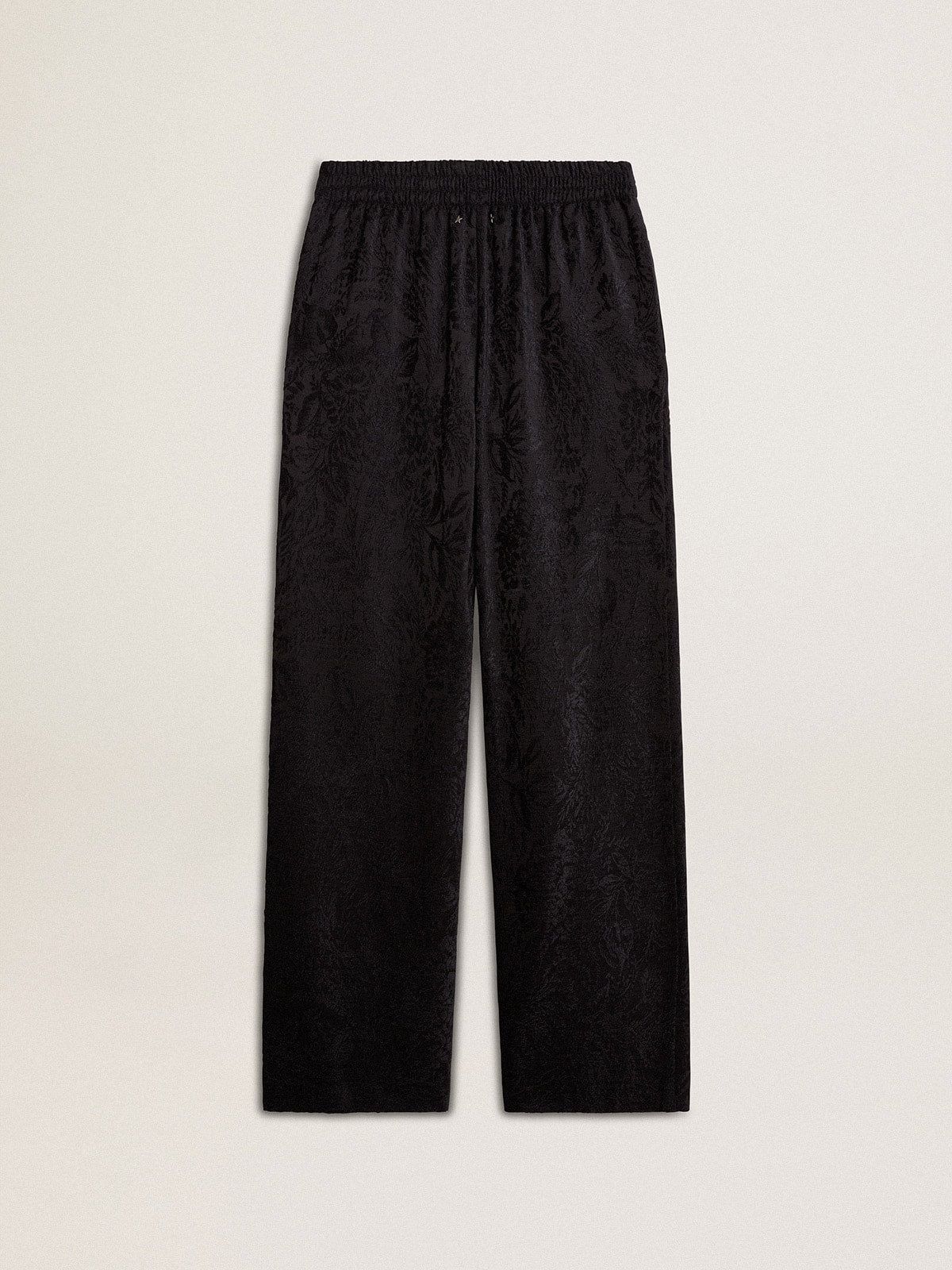 Golden Goose Women's black joggers with a tone-on-tone toile de jouy print