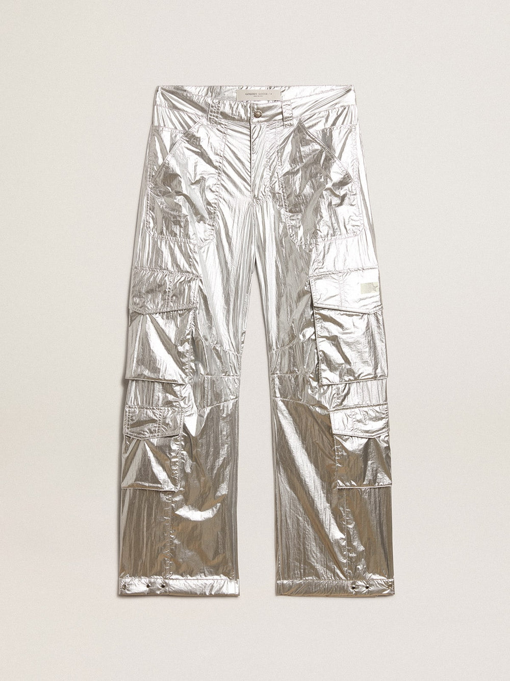 Golden Goose Women’s cargo pants in silver technical fabric