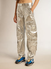 Golden Goose Women’s cargo pants in silver technical fabric