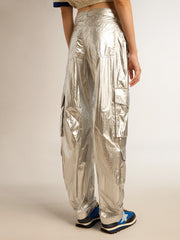Golden Goose Women’s cargo pants in silver technical fabric