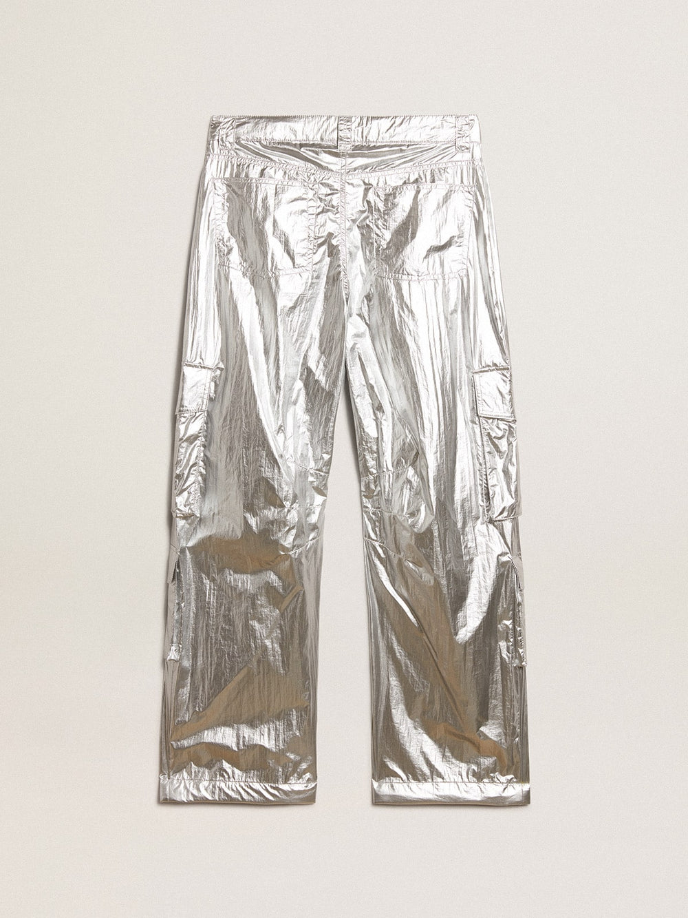 Golden Goose Women’s cargo pants in silver technical fabric