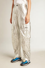 Golden Goose Cargo pants in silver technical fabric