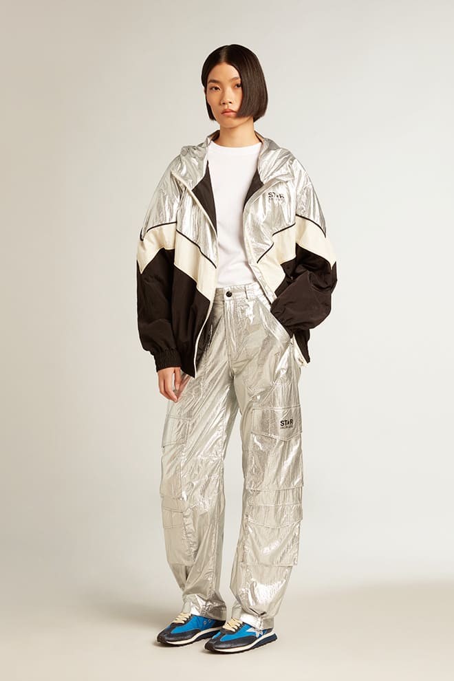 Golden Goose Cargo pants in silver technical fabric