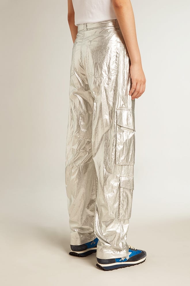 Golden Goose Cargo pants in silver technical fabric