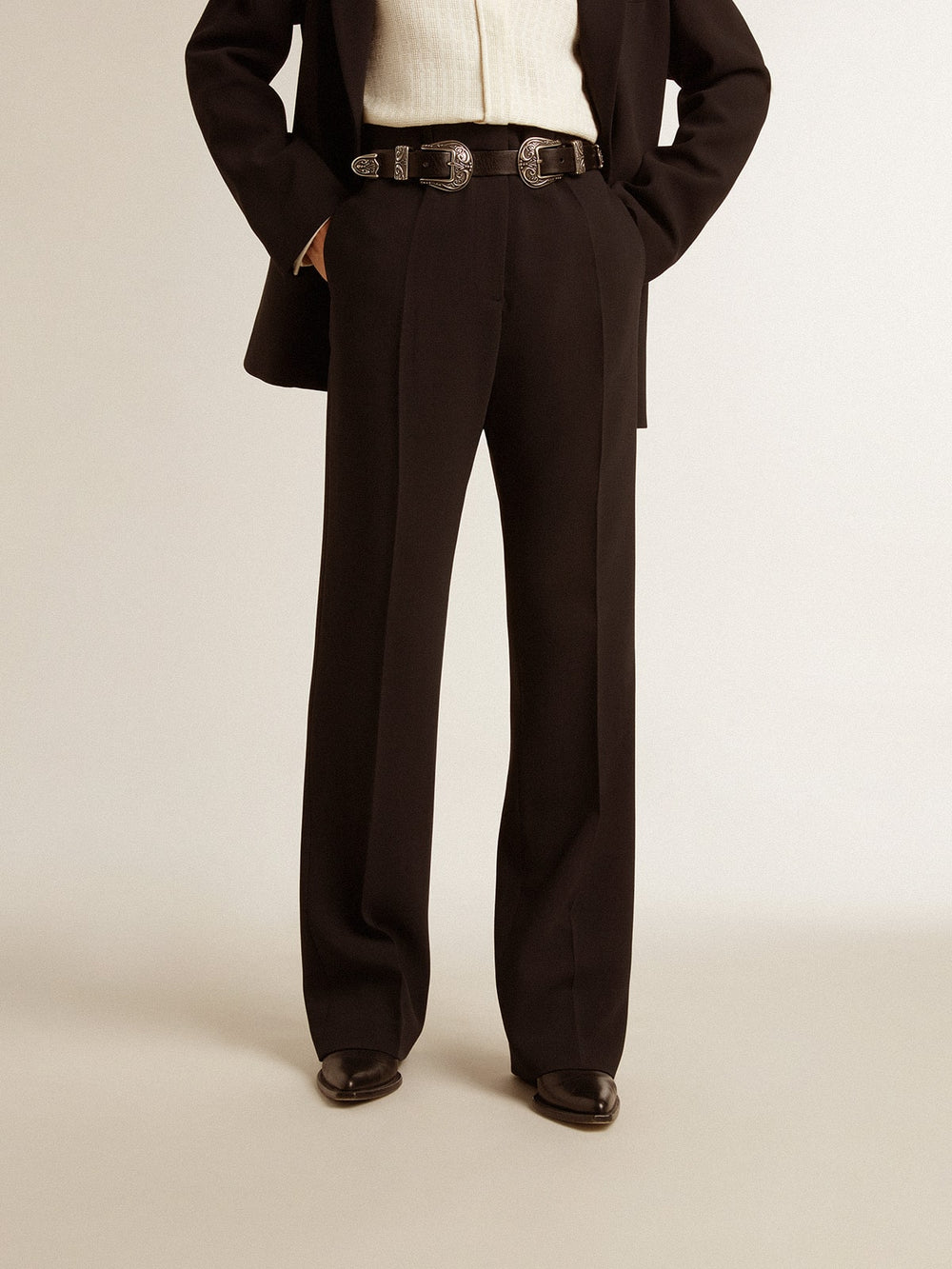 Golden Goose Women’s soft black pants in wool blend