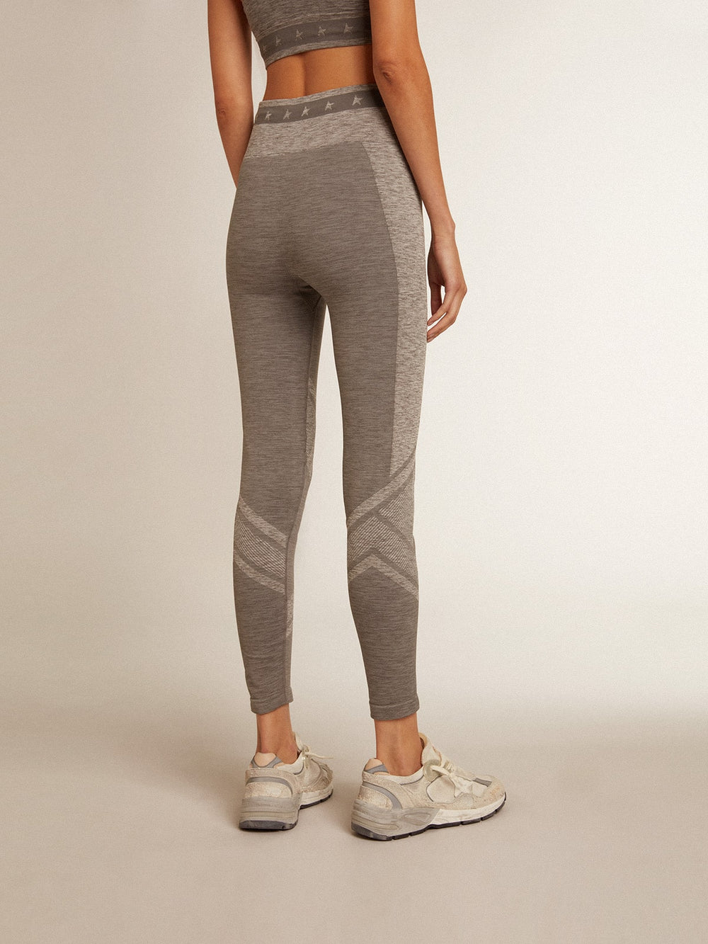 Golden Goose Women’s gray melange leggings with mixed stitching