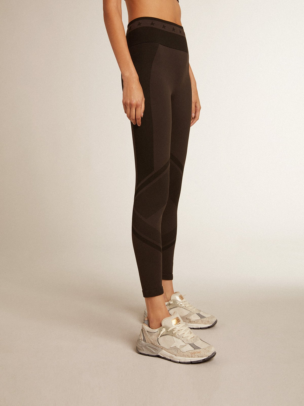 Golden Goose Women’s black leggings with mixed stitching