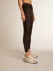 Golden Goose Women’s black leggings with mixed stitching