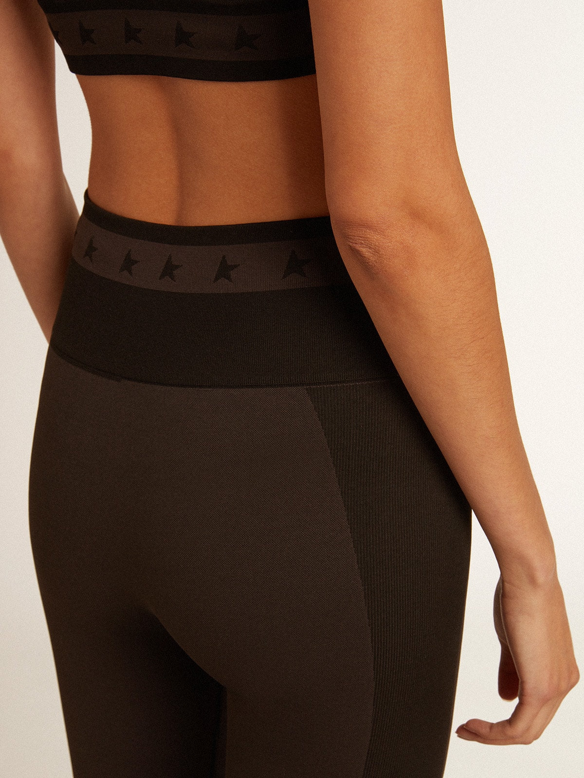 Golden Goose Women’s black leggings with mixed stitching