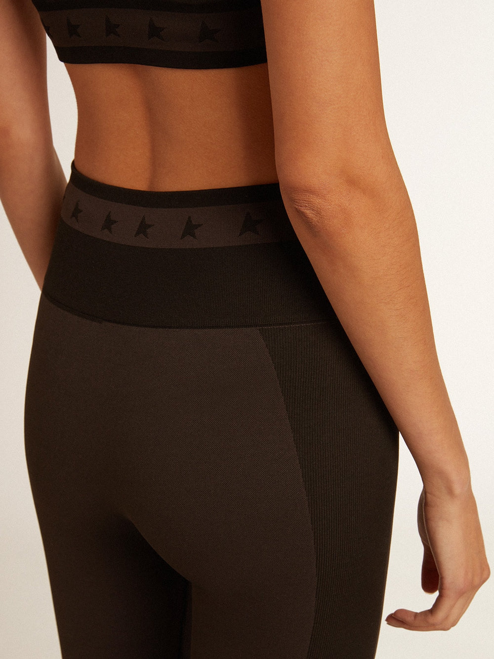 Golden Goose Women’s black leggings with mixed stitching