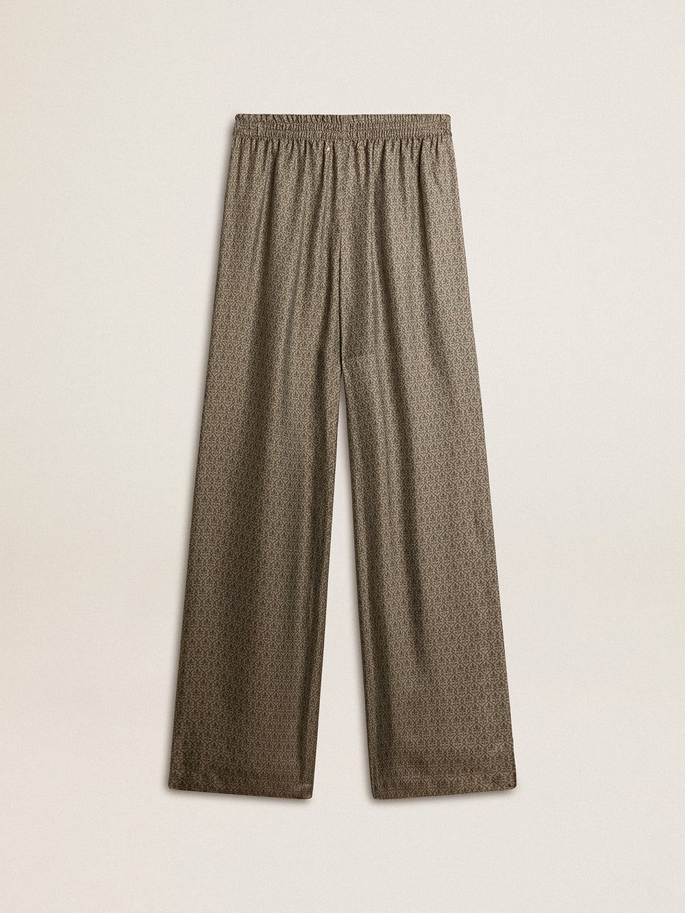 Golden Goose Women's green viscose-blend silk pants with floral pattern