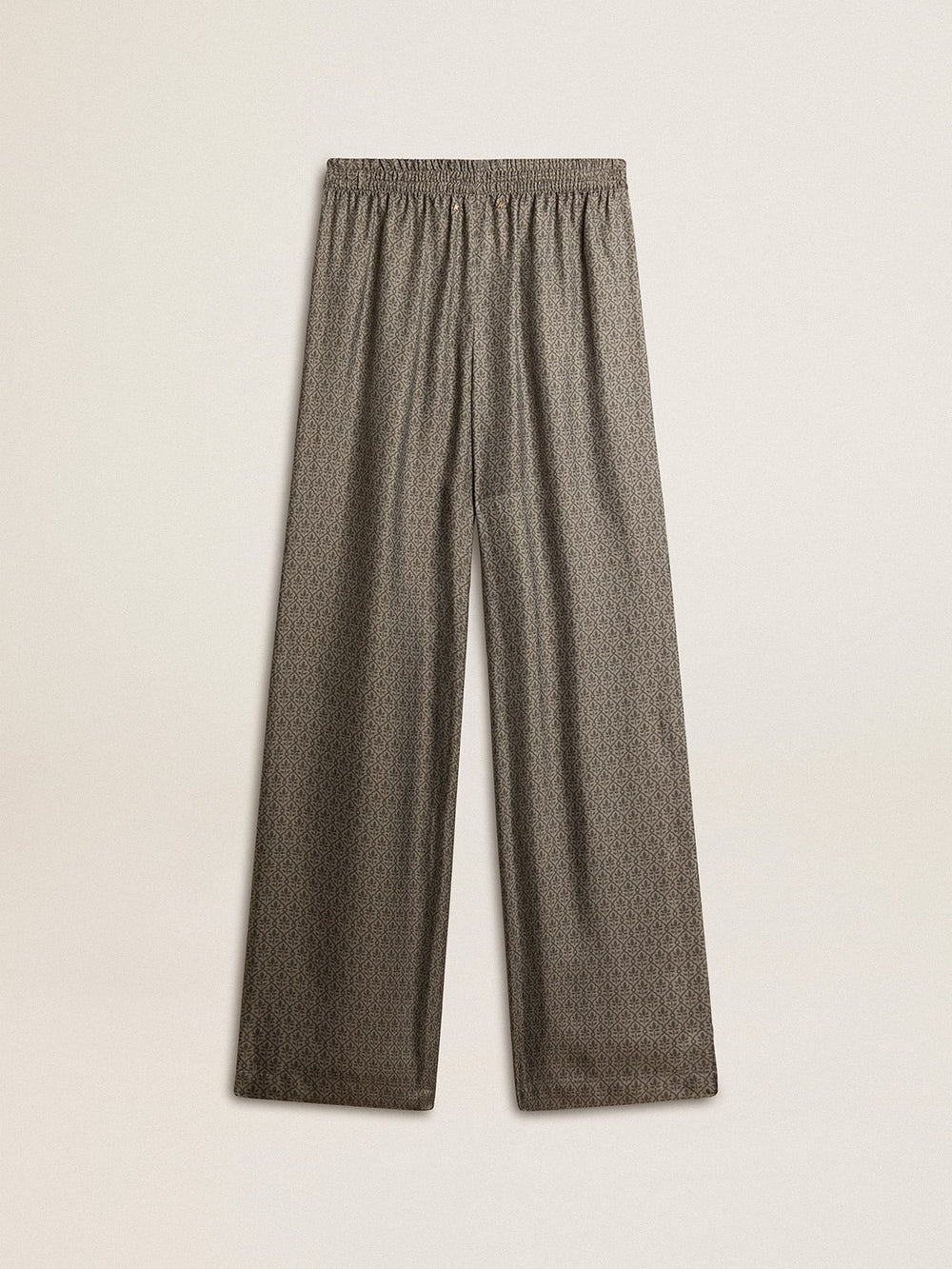 Golden Goose Women's green viscose-blend silk pants with floral pattern