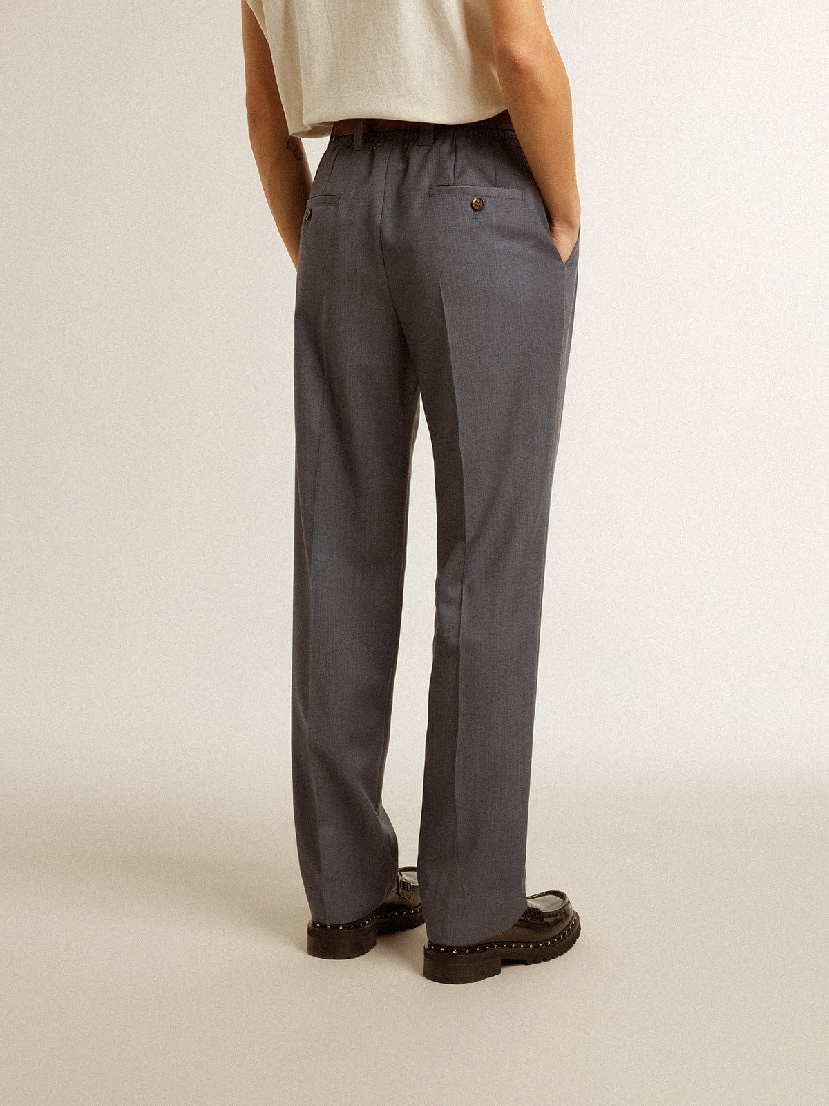Golden Goose Women's loose pants in baby blue wool